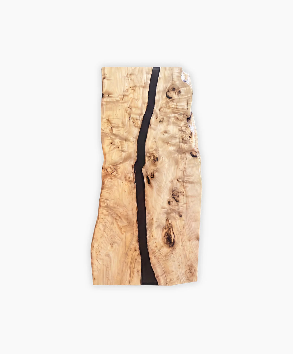 Esstisch aus Edelkastanie Monolith mit Epoxidharz & Baumkante